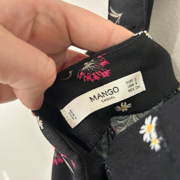 Mango Black Pink Sleeveless Floral Print Romper Women's Size Small - Picture 4 of 4